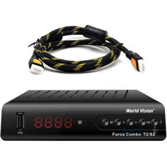 Акция на Комплект ресивер World Vision Foros Combo T2/S2 и HDMI кабель от Allo UA