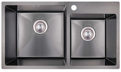 Акция на Кухонная мойка двойная Imperial S7843BL PVD black Handmade 2.7/1.0 мм от Rozetka UA