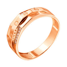 Акція на Перстень-печатка из красного золота с цирконием 000122301 19 размера від Zlato