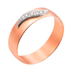 Акция на Золотое обручальное кольцо Волна любви в комбинированном цвете с бриллиантами 19.5 размера от Zlato