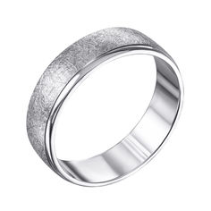 Акция на Обручальное кольцо из белого золота с комбинированной поверхностью и эфффектом царапин 000015162	 18 размера от Zlato