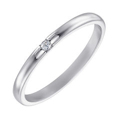 Акция на Золотое обручальное кольцо Судьба в белом цвете с бриллиантом 17 размера от Zlato