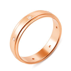 Акция на Золотое обручальное кольцо Диана в красном цвете с бриллиантами 000123617 17.5 размера от Zlato