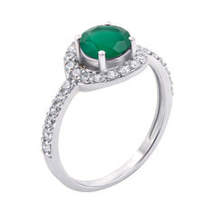 Акція на Серебряное кольцо с зеленым агатом и фианитами 000064888 17 размера від Zlato