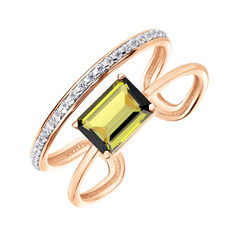 Акція на Золотое кольцо в комбинированном цвете с турмалином и цирконием 000141458 19 размера від Zlato