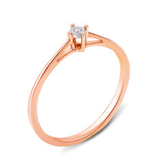 Акція на Помолвочное кольцо в комбинированном цвете золота с бриллиантом и алмазной гранью 000131356 16 размера від Zlato