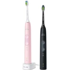 Акция на Набор зубных щеток PHILIPS Sonicare ProtectiveClean 4500 Black + Pink (HX6830/35) от Foxtrot