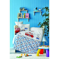 Акция на Комплект постельного белья для младенцев Karaca Home - School bus mavi 2020-2 голубой ранфорс (svt-2000022246187) от Allo UA