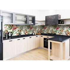 Акция на Наклейки кухонный фартук Zatarga " Тропический букет " 650х2500 мм разные цвета от Allo UA