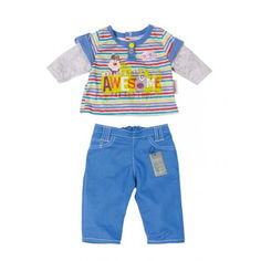 Акция на Детская Игровая Одежда для Куклы Бэби Борн Костюм для мальчика синий с серым 43 см Baby Born Zapf Creation от Allo UA