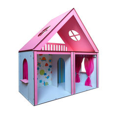 Акция на Кукольный ЭКО домик для кукол Барби (Barbie) Особняк + обои + шторки 68х34х68 см (3103) от Allo UA