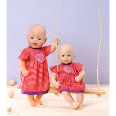 Акция на Детская Игровая Одежда для Куклы Бэби Борн Пижама-платье красное в полоску 38-46 см Baby Born Zapf Creation от Allo UA