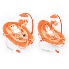 Акция на Детский Шезлонг Качалка для малышей Baby Tilly с музыкальной дугой, игрушками, ремни, оранжевый арт. BB-0002 от Allo UA