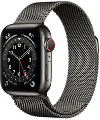 Акція на Apple Watch Series 6 40mm GPS+LTE Graphite Stainless Steel Case with Graphite Milanese Loop (MG2U3) від Stylus