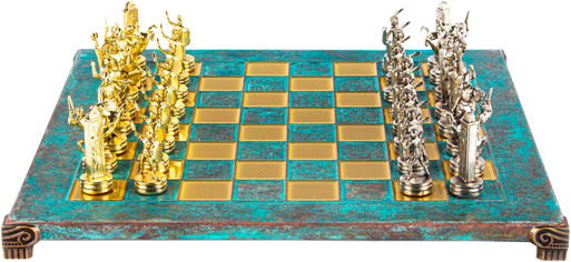 Акция на Шахматы Manopoulos Греческая мифология латунь в деревянном футляре Бирюзовые 36 х 36 см (S4TIR) от Rozetka UA