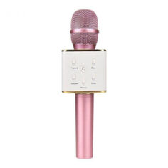 Акция на Караоке микрофон Q7 с чехлом Розовый (KM04) от Allo UA
