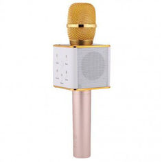 Акция на Караоке микрофон Q7 с чехлом Золотистый (KM05) от Allo UA