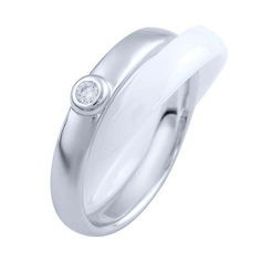 Акція на Серебряное кольцо GS с керамикой (1765043) 17.5 размер від Allo UA