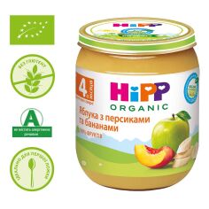 Акція на Пюре органическое фруктовое HiPP Яблоко Банан Персик 125 г 4283 ТМ: HiPP від Antoshka