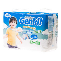 Акція на Подгузники-трусики Genki Premi Soft L 9-14 кг 30 шт  ТМ: Genki від Antoshka