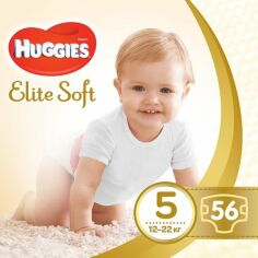Акція на Подгузники Huggies Elite Soft Мega Размер 5 (12-22 кг), 56 шт 9400864 ТМ: Huggies від Antoshka