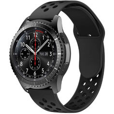 Акция на Ремешок для Samsung Galaxy Watch 46mm | Gear S3 | Samsung Galaxy Watch 3 45 mm силиконовый 22мм перфорированный Черно Черный BeWatch (1020101) от Allo UA