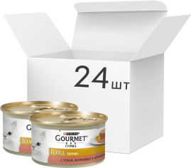 Акция на Упаковка влажного корма для кошек Purina Gourmet Gold Кусочки в паштете с уткой, морковью и шпинатом 24 шт по 85 г от Rozetka