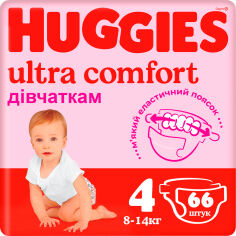 Акція на Подгузники Huggies Ultra Comfort 4 Mega для девочек 66 шт (5029053543628) від Rozetka UA