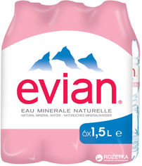 Акция на Упаковка минеральной негазированной воды Evian 1.5 л х 6 бутылок (3068320085005_3068320001128) от Rozetka