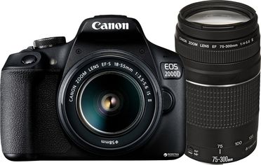 Акция на Фотоаппарат Canon EOS 2000D BK 18-55mm IS II IS + EF 75-300mm f/4-5.6 III USM Kit (2728C021AA) Официальная гарантия! от Rozetka