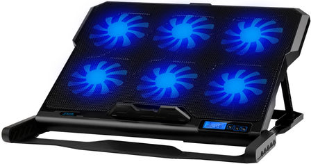 Акція на Охлаждающая подставка для ноутбука Protech Ice K6 Black (PP-1244) від Rozetka UA