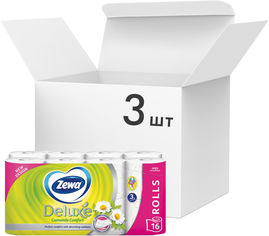 Акция на Упаковка туалетной бумаги Zewa Deluxe трехслойной аромат Ромашки 3 шт по 16 рулонов (7322540201949) от Rozetka UA