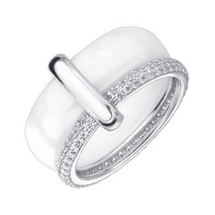 Акция на Серебряное кольцо с керамикой и цирконием 000145381 17 размера от Zlato