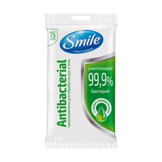 Акція на Влажные салфетки Smile Antibacterial 15 шт 42502527/42213200 ТМ: Smile від Antoshka