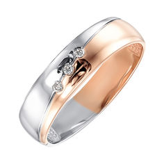 Акція на Золотое обручальное кольцо в комбинированном цвете с фианитами 000138487 21 размера від Zlato