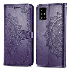 Акция на Кожаный чехол (книжка) Art Case с визитницей для Samsung Galaxy A51 Фиолетовый от Allo UA