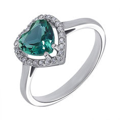 Акция на Серебряное кольцо с зеленым кварцем и фианитами 000136383 17.5 размера от Zlato