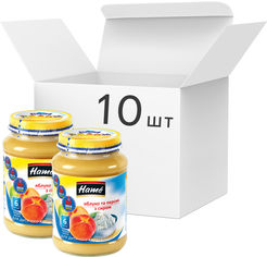 Акція на Упаковка фруктового пюре с творогом Hame Яблоко и персик с 6 месяцев 190 г х 10 шт (8595139703806) від Rozetka UA