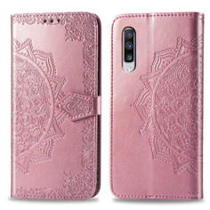 Акция на Кожаный чехол (книжка) Art Case с визитницей для Samsung Galaxy A70 (A705F) Розовый от Allo UA