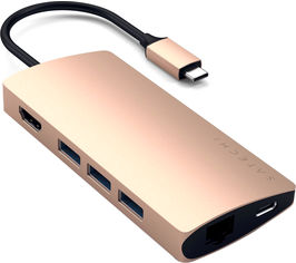 Акція на USB-хаб Satechi Type-C Multi-Port Adapter 4K with Ethernet V2 Gold (ST-TCMA2G) від Rozetka UA