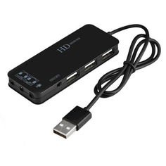 Акция на Звуковая карта Digital USB + хаб на 3 порта USB 2.0 HD внешняя Черный (1003-901-01) от Allo UA