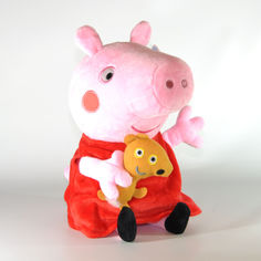 Акція на Мягкая игрушка Свинка Пеппа Peppa Pig в красном платье с игрушкой 30 см від Allo UA