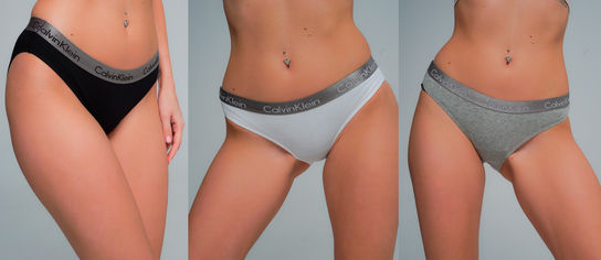 Акція на Трусики-слип Calvin Klein Underwear 5521 XS 3 шт Черно-бело-серые (H2500000016455) від Rozetka UA