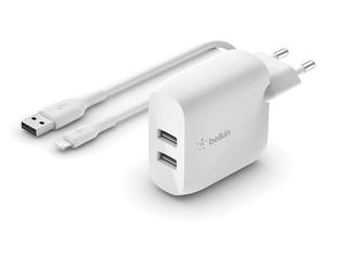Акция на Сетевое ЗУ Belkin Home Charger 24W DUAL USB 2.4A, Lightning 1m, white (WCD001VF1MWH) от MOYO