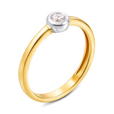 Акція на Золотое кольцо в комбинированном цвете с фианитом 000138507	 15.5 размера від Zlato