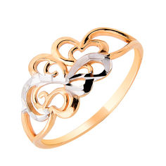 Акція на Золотое кольцо в комбинированном цвете с алмазной гранью 000106385 17 размера від Zlato