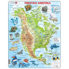 Акція на Пазл рамка-вкладыш Карта Северной Америки с животными Макси Larsen укр версия A32-UA від Podushka