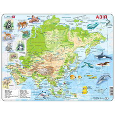 Акція на Пазл рамка-вкладыш Карта Азии с животными Макси Larsen укр версия A30-UA від Podushka