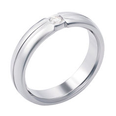 Акція на Золотое обручальное кольцо Признание в белом цвете с бриллиантом 19.5 размера від Zlato