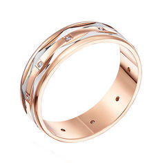 Акція на Золотое обручальное кольцо в комбинированном цвете с цирконием 000006389 23 размера від Zlato